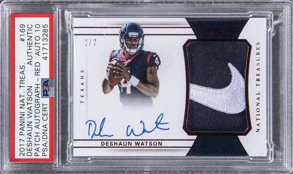 2017 Panini National Treasures Red (RPA) #169 Deshaun Watson Signed Nike "Swoosh" Logo Patch Rookie Card (#2/2) – PSA Authentic, PSA/DNA 10